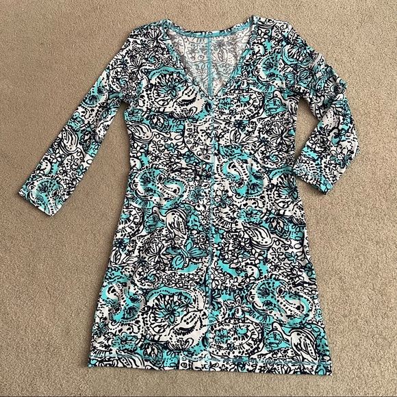 Lilly Pulitzer Juliet Hippy Hippy Shake Dress Shorely Blue - Picture 2 of 7